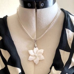 Mother of Pearl Plumeria Necklace